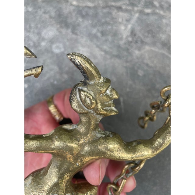 Victorian-era solid brass satyr/devil fireplace damper/flue-pull. Can be used as-is or can be repurposed in dozens of ways...