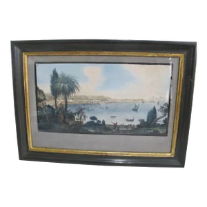 Pietro Fabris 1776 Watercolor Engraving Plate III View of Naples From Pausilipo