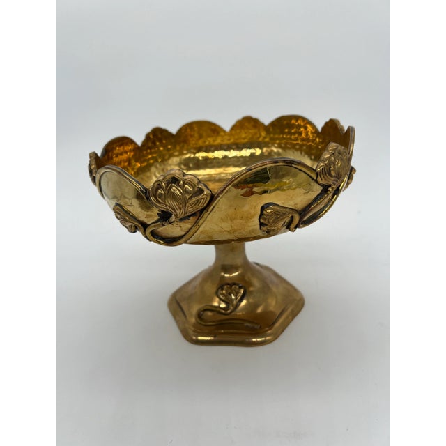 Vintage Brass Art Nouveau Pedestal Bowl For Sale - Image 11 of 12