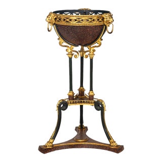 Regency Style Gilt and Faux Porphyry Iron Athenienne Jardinierre Plant Stand For Sale