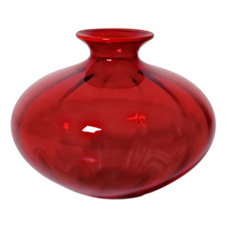 Single-Flower Vase in Red Murano Glass from Venini, Italy, 2000s For Sale