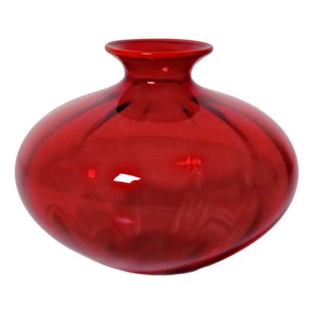 Single-Flower Vase in Red Murano Glass from Venini, Italy, 2000s For Sale