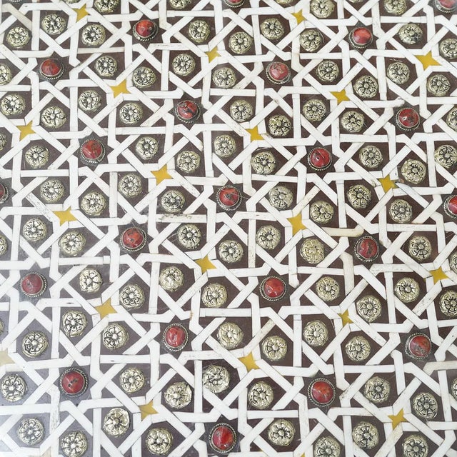 Share Moroccan Wood, Mop & Bone Inlaid Table For Sale In West Palm - Image 6 of 7