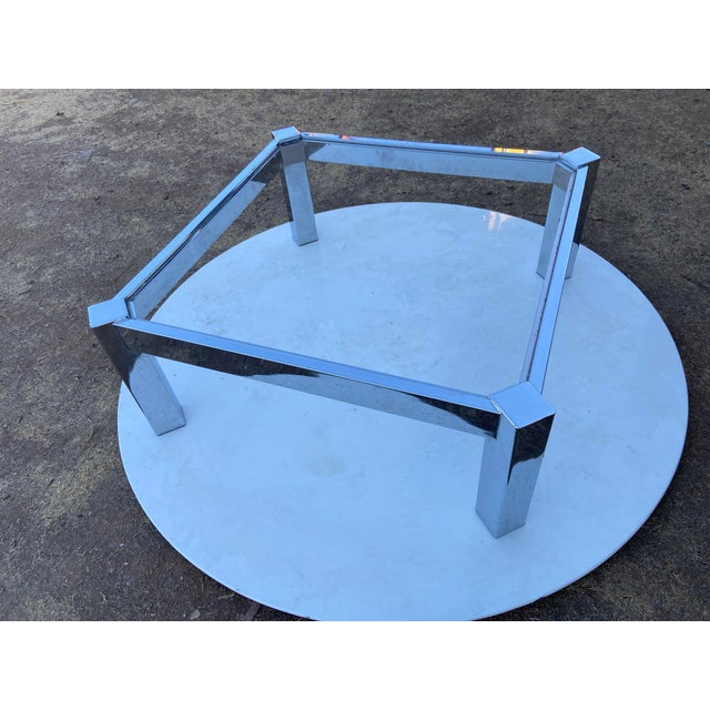 Vintage Mid Century Modernist Chrome Glass Coffee Table Milo Baughman Style For Sale - Image 16 of 18