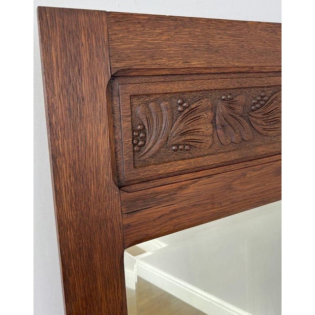 French Style Mirror in Carved Oak For Sale - Image 4 of 10