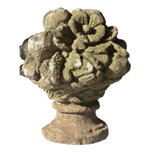 Vintage Cast Stone Fruit Basket Garden Urn