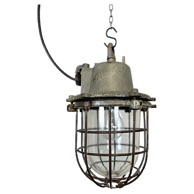 Vintage Industrial Cast Iron Pendant Light, 1960s For Sale