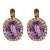 Early 20th Century Pair of Victorian 10.00 Carat Amethyst Diamond 18k Yellow Gold Cluster Earrings For Sale