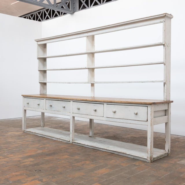 White Large Vintage French Painted Wooden Grocery Store Cabinet, 1920 For Sale - Image 8 of 11