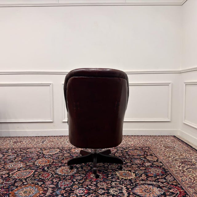 English Oxblood Chesterfield Office Chair For Sale - Image 4 of 8