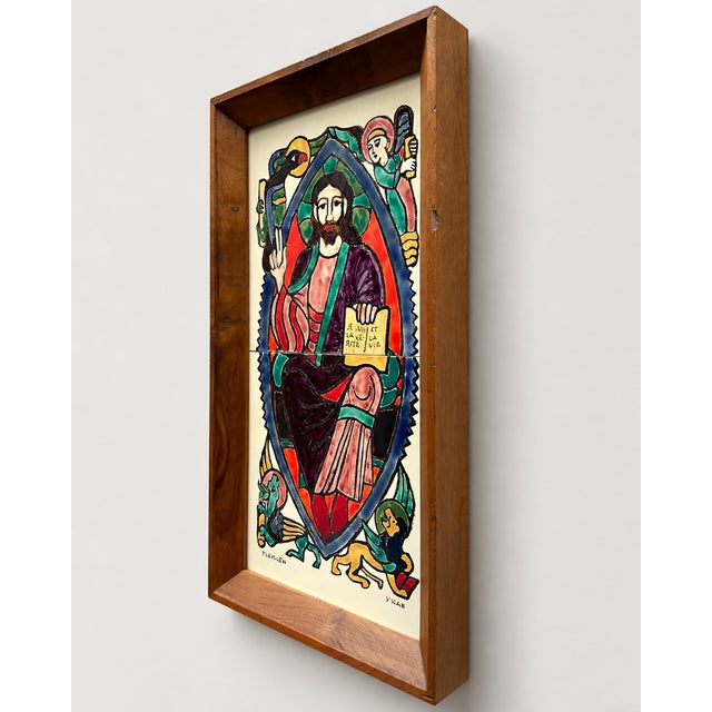 French Religious Ceramic Diptych by Frab, 1950s For Sale - Image 3 of 9