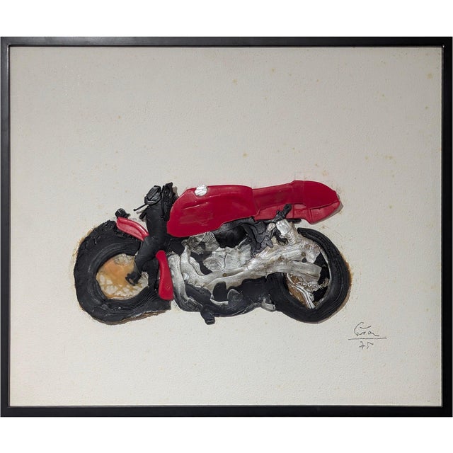 César Baldaccini, Motorcycle Compression, 1975, Compressed Plastic on Panel For Sale