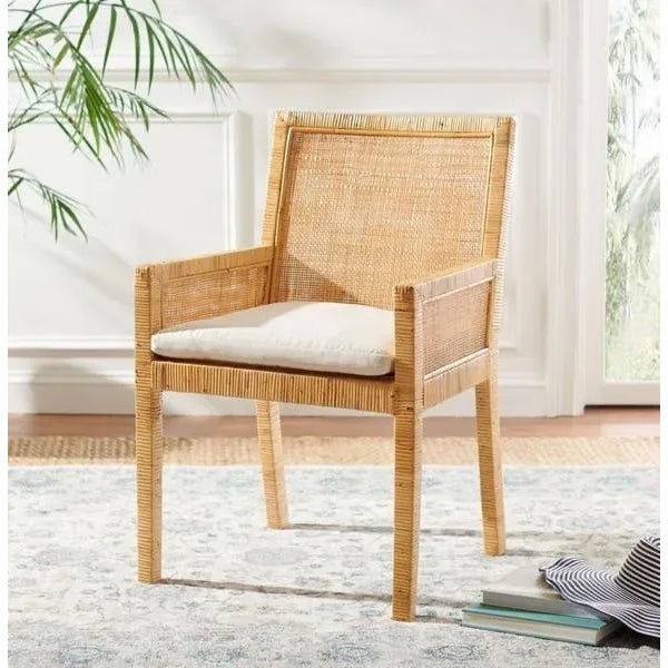 Contemporary Sarai Accent Chair with Cushion - Natural/White For Sale - Image 3 of 11
