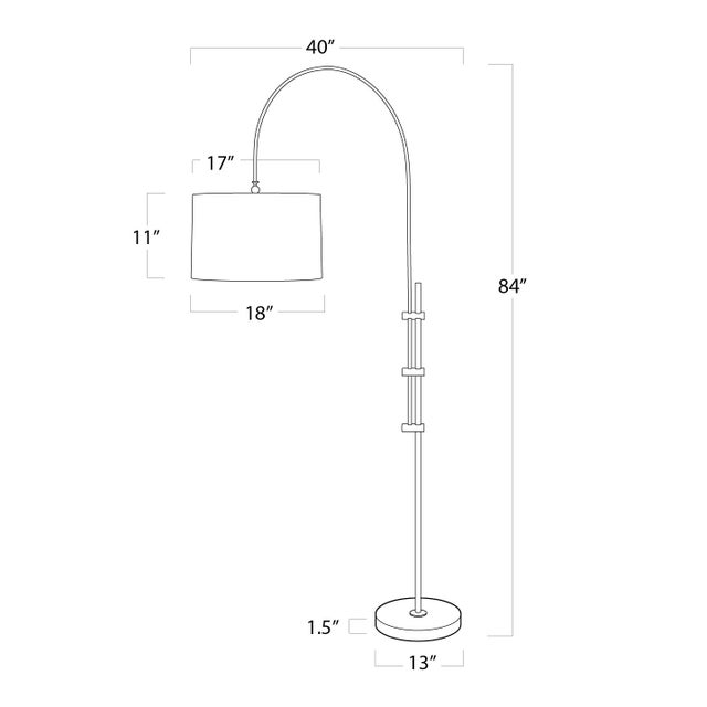 Regina Andrew Arc Floor Lamp With Fabric Shade (Natural Brass) For Sale In Detroit - Image 6 of 6