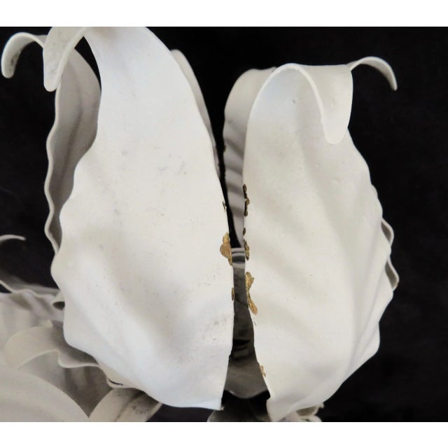 Mid 20th Century Large Italian Tole White Tulip Lamp Floral Flowers Mid Century Modern For Sale - Image 5 of 6