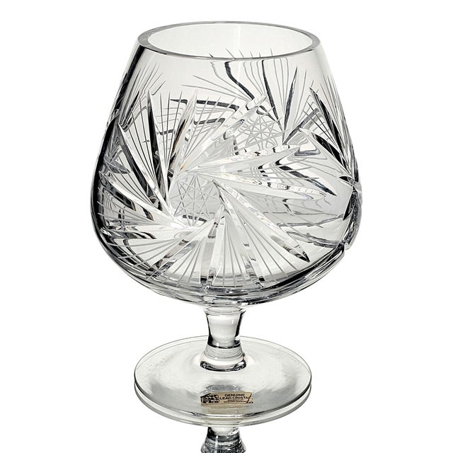 West German Hand Cut Lead Crystal Centerpiece Snifter Vase, 9", Late 20th Century For Sale In San Francisco - Image 6 of 10