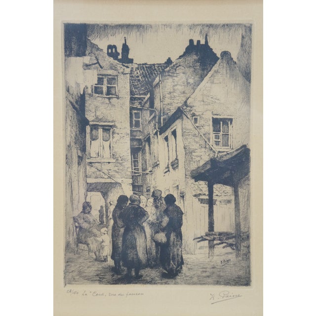 Early 20th Century Antique Belgian Kurt Peiser La Cour Rue Du Faucon Falcon Street Etching 17" For Sale - Image 5 of 11