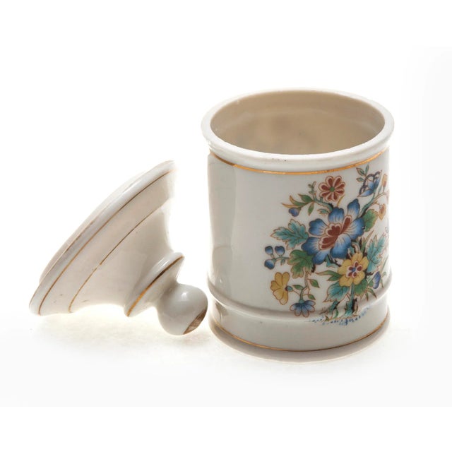1950s 1950s Small Floral Porcelain Apothacary Jar with Lid For Sale - Image 5 of 9