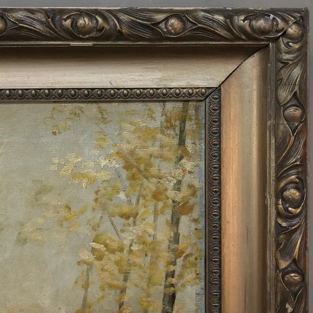 Antique Framed Landscape Oil Painting on Canvas For Sale - Image 9 of 13