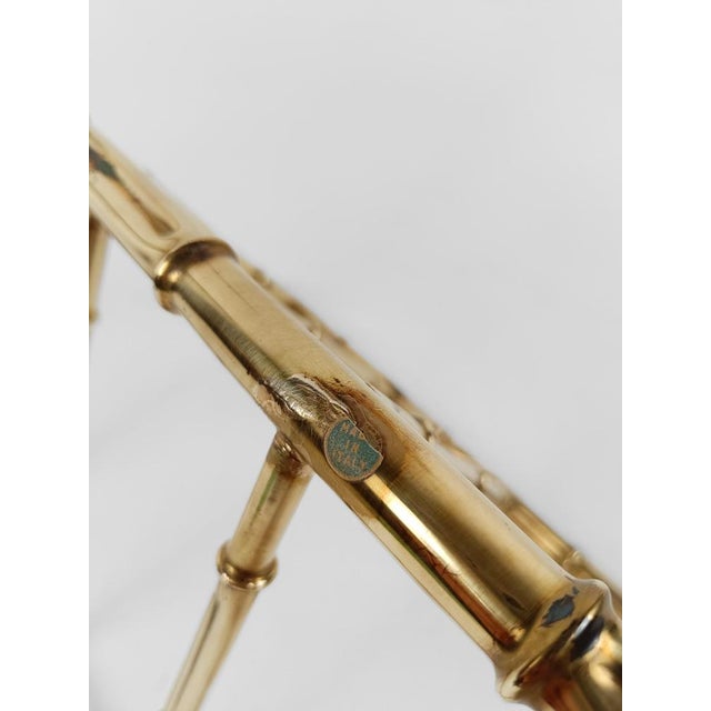 Gold Vintage Gilded Brass & Faux Bamboo Magazine Rack, Italy, 1960s For Sale - Image 8 of 18