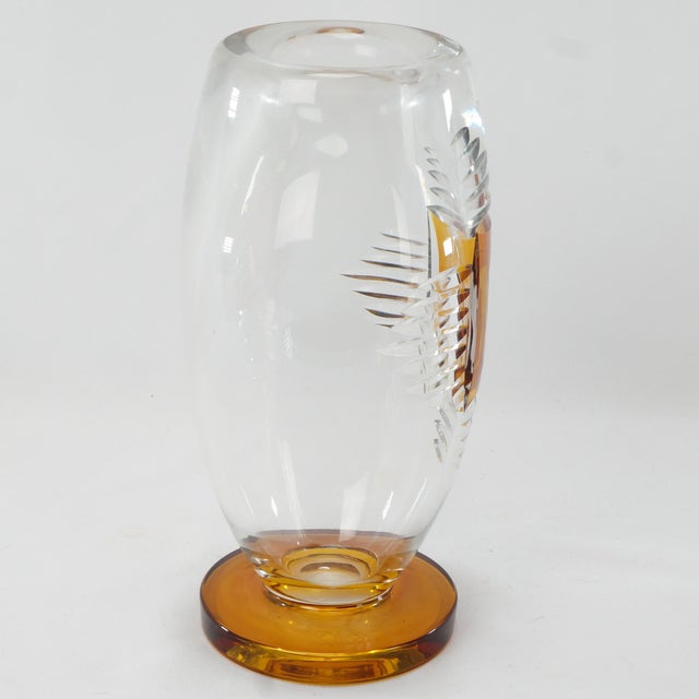 Mid Century Scandinavian Cut Glass Pedestal Vase For Sale In Phoenix - Image 6 of 10