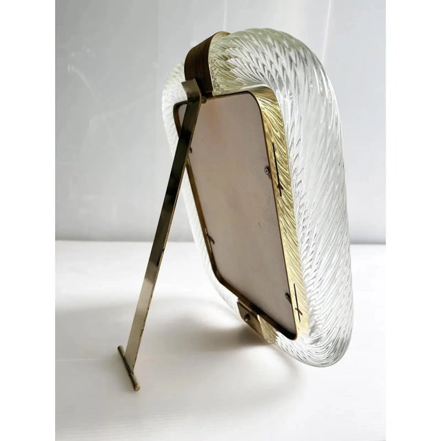Mid-century modern luxury "torchon" murano glass picture frame in barovier style. solid detail in brass. A luxury piece of...