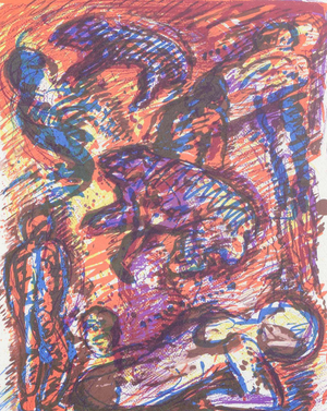 Jørgen Teik Hansen, Abstract Expressionist Composition, 1978, Color Lithograph