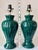 Emerald-Green Ribbed Ceramic Lamps, Pair For Sale - Image 9 of 11