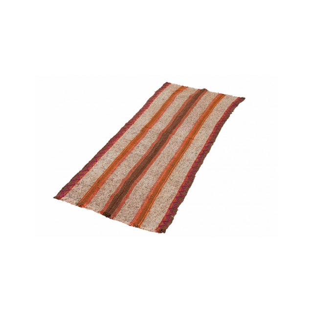 Mid-Century Modern Orange & Brown Vintage Kilim Runner - 2`5″ X 6`11″ Ft. For Sale - Image 3 of 6