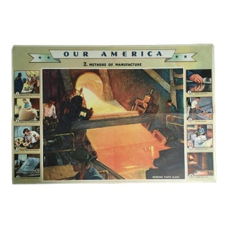 Large Vintage 1944 Coca-Cola "Our America" Poster: "Shaping Glass Into New Forms" For Sale