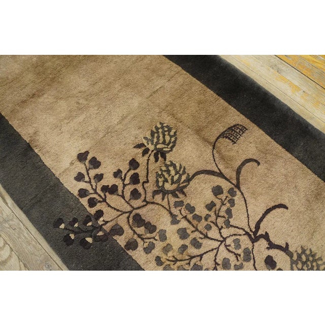 1920s 1920s Beige-Brown Floral Modernist Rug Antique Art Deco Runner 2'6'' X 8'10" Carpet For Sale - Image 5 of 9