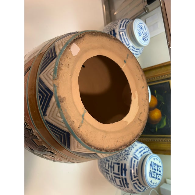 Black Vintage Elephant Motif Ceramic Garden Stool Side Table Boho Chinoiserie Decor For Sale - Image 8 of 12