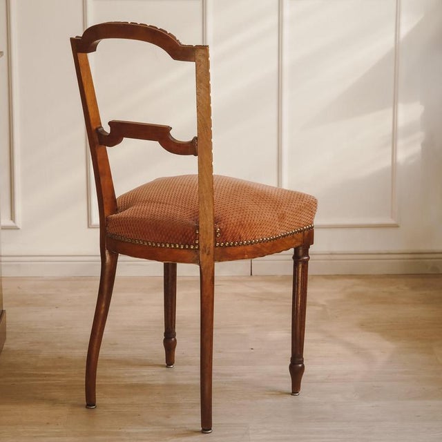 Antique Louis XVI Salon Chair with Velvet Upholstery, 1880 For Sale - Image 10 of 10