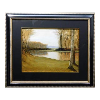 James Thorpe "Fall River II" Hand Signed Original Oil Painting on Paper For Sale