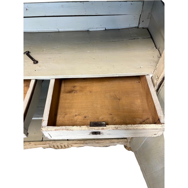 Antique White Antique French Provincial Painted Armoire With Wire Doors For Sale - Image 8 of 13