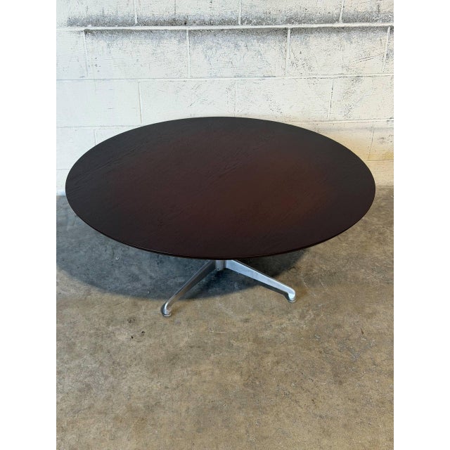 Dark Teak Round Adjustable Height Coffee to Dining Table Vintage Mid-Century Modern 1970s For Sale In Los Angeles - Image 6 of 11