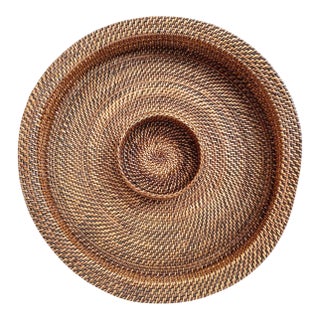 Woven Wicker Chip & Dip Serving Tray For Sale