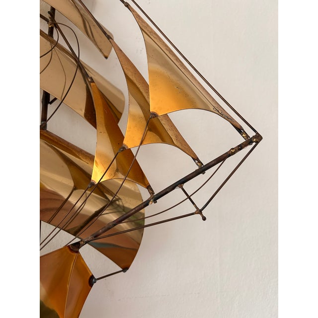 John DeMott Brutalist Metal and Brass Sailing Ship Wall Sculpture For Sale - Image 9 of 13