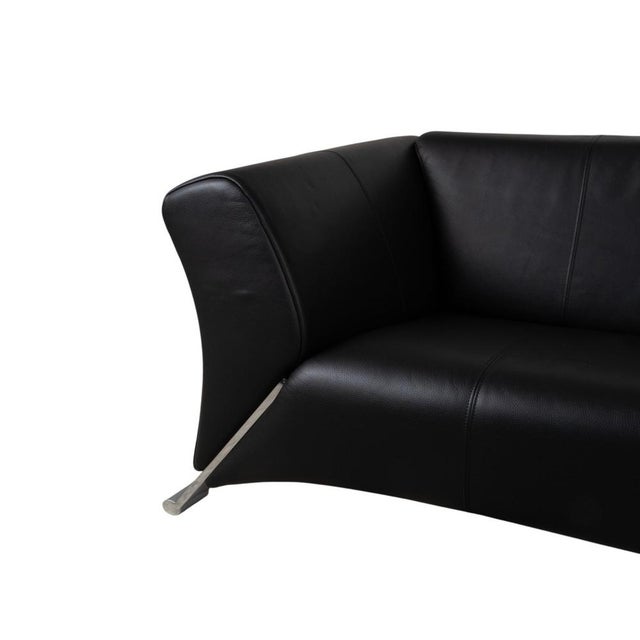 Modern 322 3-Seater Sofa in Black Leather from Rolf Benz For Sale - Image 3 of 14