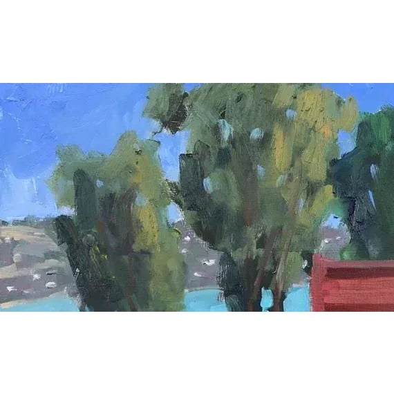 Blue Old Brick Building - Plein Air Oil Painting For Sale - Image 8 of 9