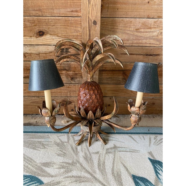 Pineapple Tole Chandelier Wall Sconce Light For Sale In Naples, FL - Image 6 of 12