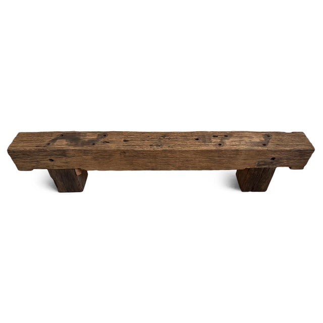 Old vintage railway wood beams repurposed into a one of a kind rustic bench. Aged, sturdy, solid, and heavy 7" and 8" wood...