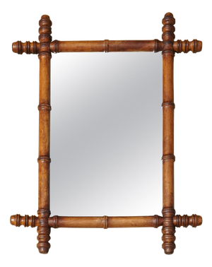 Antique English Faux Bamboo Wall Mirror