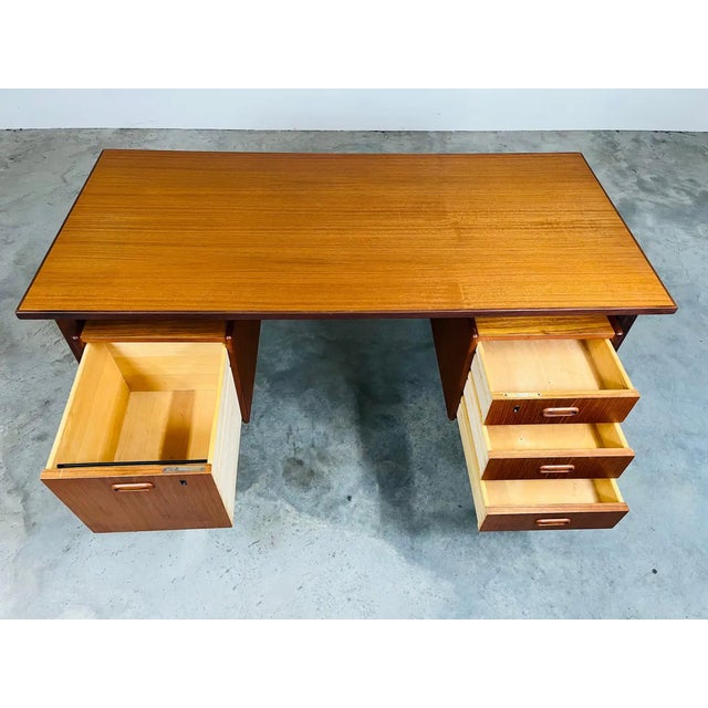 Danish Modern Arne Vodder Style Teak Writing or Executive Desk 1960s For Sale - Image 9 of 9