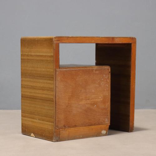 Brown Vintage Bedside Table in Exotic Woods Veneer, 1930s For Sale - Image 8 of 10
