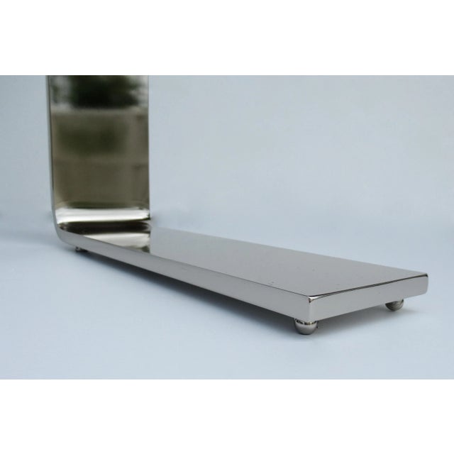 C.1980's D. I. A. (Design Institute for America) Cantilevered, Polished Nickel & Glass Top Accent/Occasional/Drinks Table For Sale - Image 12 of 12