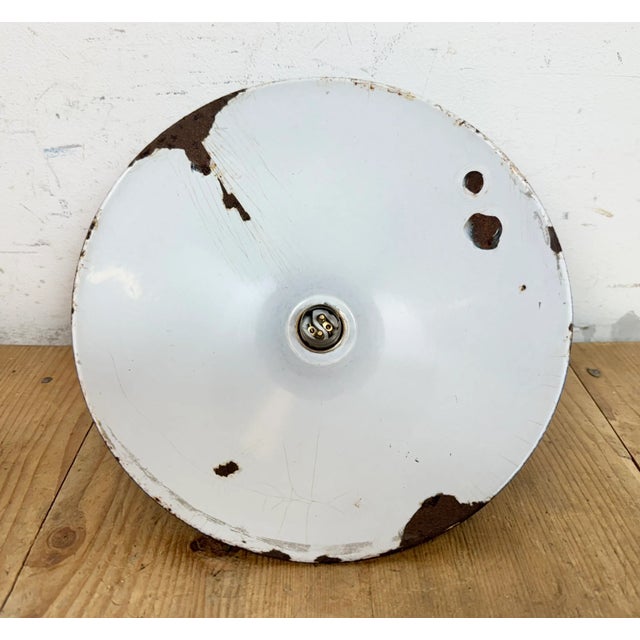 Industrial Blue Enamel Factory Pendant Lamp, 1950s For Sale - Image 16 of 18