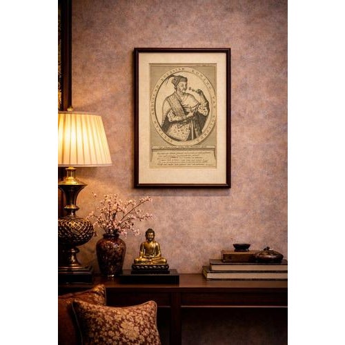 Abdullah qutb shah, king of golconda portrait engraving, india, c.1700 a finely engraved and historically rich early 18th-...