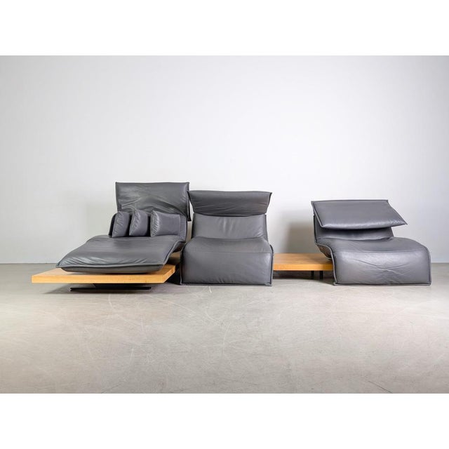 Free Motion Edit 2 Sofa in Leather and Oak from Koinor, Set of 2 For Sale - Image 5 of 18