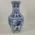 Vintage 19" Chinoiserie Hexagonal Blue & White Porcelain Vase With Hand-Carved Stand - Set of 2 For Sale - Image 4 of 10